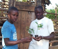 JOY Youth Training Centre trainees with tree seedlings they grew