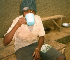 Drinking milk at JOY Youth Training Centre